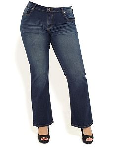 Washed Up Boot Leg Jeans by City Chic
