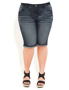 Denim Roar Knee Shorts by City Chic