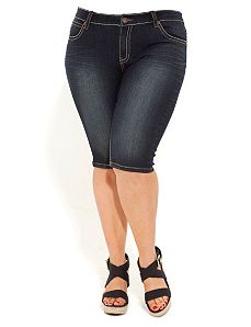 Denim Diva Knee Shorts by City Chic