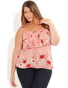 Lace Trim Floral Top by City Chic