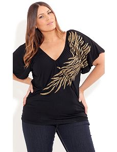 Gold Shimmer Flame Top by City Chic