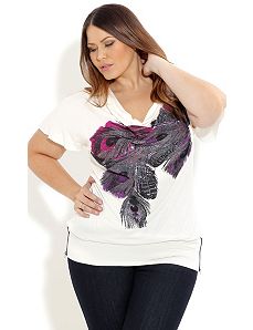 Sequin Peacock Graffiti Top! by City Chic
