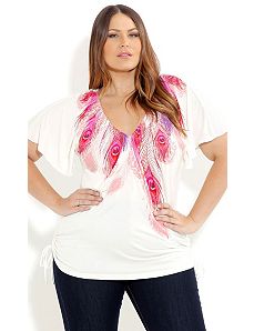 Peacock Grafitti Top by City Chic