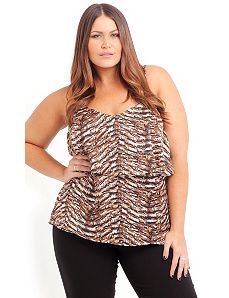 Gold Strappy Animal Top by City Chic
