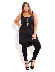 Button Tab Tunic by City Chic
