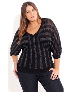 Lurex Stripe Sweater by City Chic