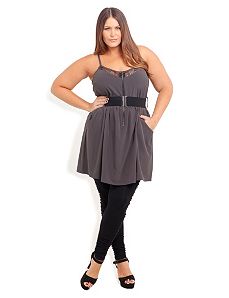 Lace Trim Zip Tunic by City Chic
