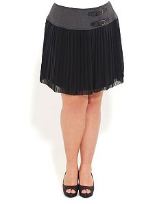Buckle Waist Pleated Skirt by City Chic