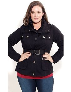Rib Trim Utility Jacket by City Chic