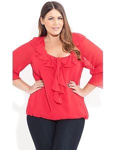 Senorita Super Ruffle Top by City Chic