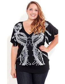 Mirror Chains Graffiti Top by City Chic