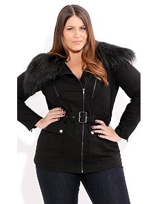 Fur Quilted Jacket by City Chic