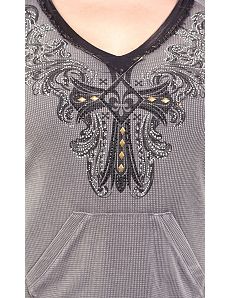 Crucifix Bling Hoodie by City Chic