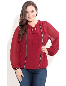 Ribbon Trim Shimmer Top by City Chic