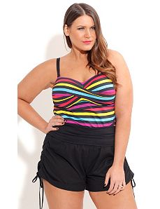 Knitted Waistband Beach Shorts by City Chic