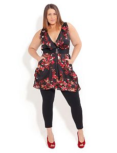 Lace Back Print Tunic by City Chic