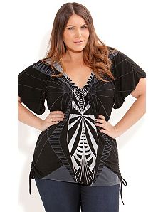Metallic Graffiti Top by City Chic