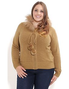 Caramel Fur Dream Cardigan by City Chic