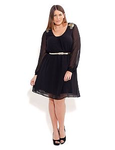 Beaded Shoulder Belle Dress by City Chic