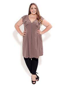 Ruffle Shoulder Zip Front Tunic by City Chic