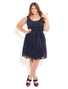 Pleated Spot Dress by City Chic