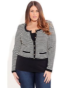 Stripe Ponte Jacket by City Chic