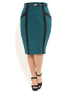 Spliced Panel Pencil Skirt by City Chic