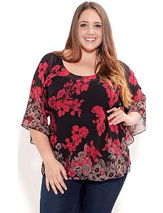 Floral Boarder Top by City Chic