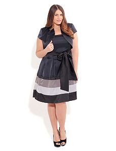 Stripe Block Dress With Jacket by City Chic