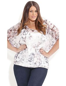 Crushed Cream Print Top by City Chic