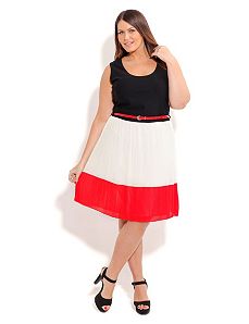 Pleat Contrast Dress by City Chic