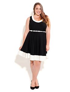 Contrast Skater Dress by City Chic