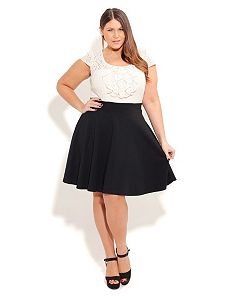 LACE FRILL DRESS by City Chic