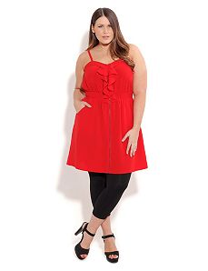 Red Ruffle Vixen Tunic by City Chic
