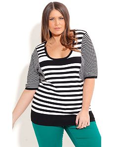 Monotone Stripe Jumper by City Chic