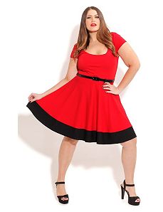 Spliced Hem Skater Dress by City Chic