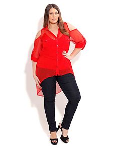 Orange Cold Shoulder Top by City Chic