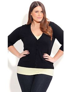 Bow Pockets Cardigan by City Chic