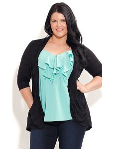Longline Self Stripe Cardigan by City Chic