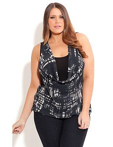 Monotone Cowl Neck Top by City Chic