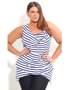 Stripe Cowl Blues Top by City Chic