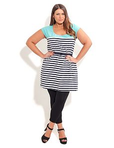 Sliced Stripe Tunic by City Chic