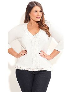 Cute Lace Trim Cardigan by City Chic
