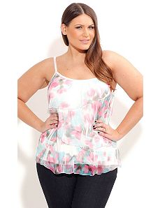Blush Print Crushed Top by City Chic