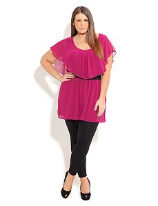 Capelet Frill Tunic by City Chic