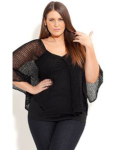 Bat Wing Open Knit Cardigan by City Chic