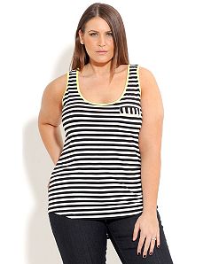 Stripe Color Trim Tank by City Chic