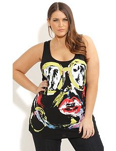Face Print Graffiti Top by City Chic