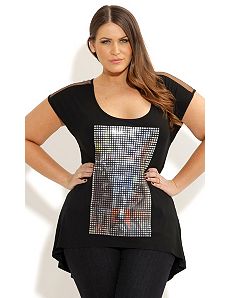 Mirror Foil Graffiti Tee by City Chic