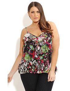 Strappy Colored Geometric Top by City Chic